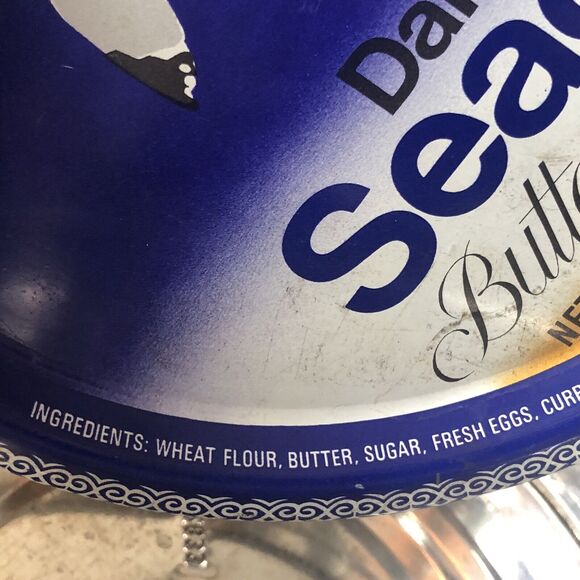 Vintage Seagull Danish Butter Cookie Tin Round Beach House Decor Denmark Rare - Picture 13 of 16